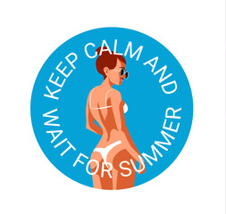 Summer poster design. Cartoon style girl. Vector illustration.