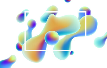 Liquid gradient shapes on white background. Abstract poster design.