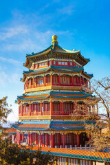 Fototapeta premium Tower of Buddhist Incense (Foxiangge) at The Summer Palace in Beijing ,China