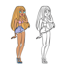 Twerk poster design. Cartoon style girl. Poster for booty dance course or battle.