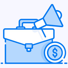 Fototapeta premium Suitcase with megaphone, finance market concept design 