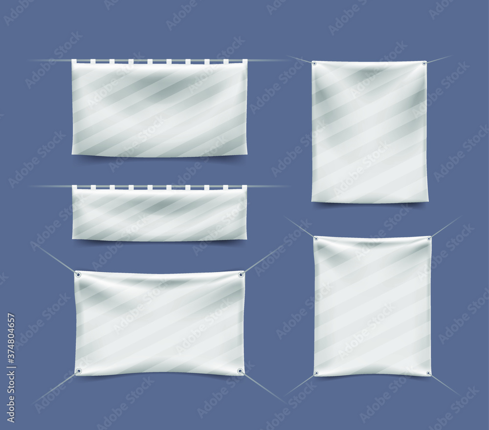 Poster set of realistic banner with folds . isolated vector elements