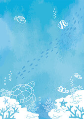 海底の魚たち　背景イラスト