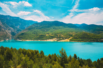 Fototapeta na wymiar Verdon Gorge, Lake of Sainte-Croix, France. South-eastern France. Provence-Alpes-Cote d'Azur