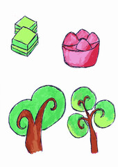 set of vector icons with flowers