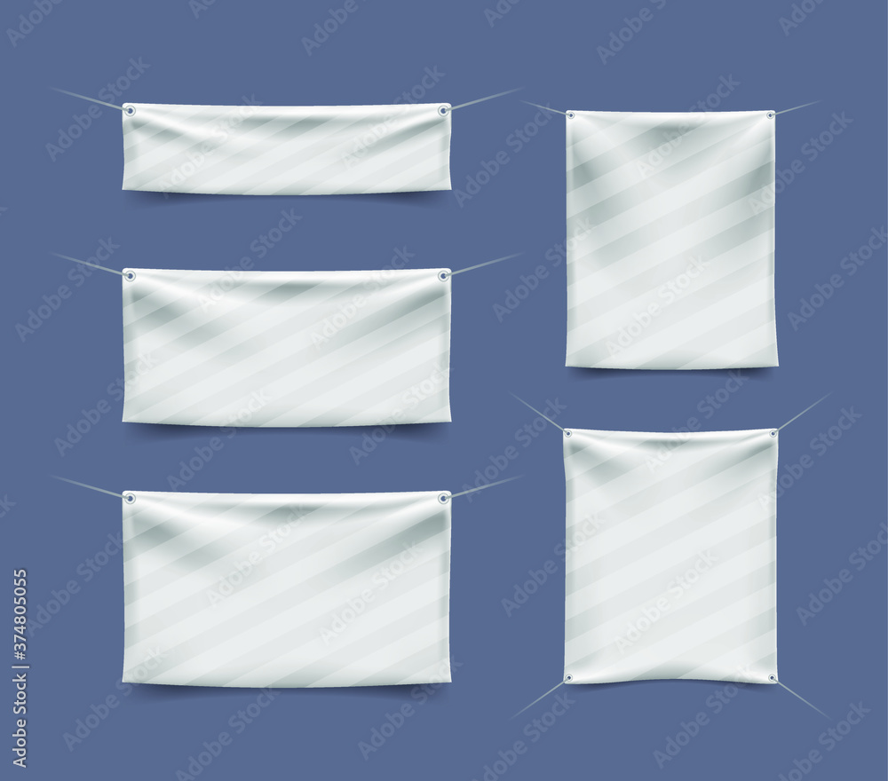 Poster set of realistic banner with folds . isolated vector elements