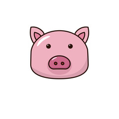 Cute pig face cartoon illustration isolated on white background 