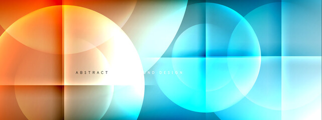 Vector abstract background - circle and cross on fluid gradient with shadows and light effects. Techno or business shiny design templates for text
