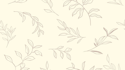 Dessin au trait floral. Motif de fond sans soudure de vecteur. Feuillage dessiné à la main pour l& 39 art déco, le papier peint, l& 39 impression, le tissu et le site Web.
