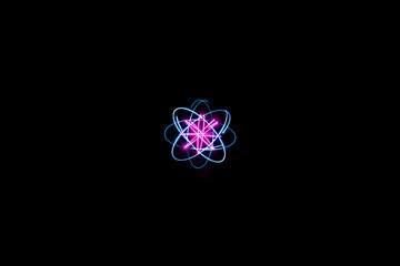 blue rose mixed atomic orbit circle light painting photography, long exposure, ripples and waves...