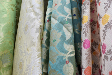 Clothes Sample - Cotton Fabric Pattern Hanging at the Fabrics Market