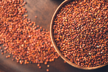 Bowl with healthy quinoa, closeup