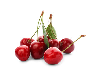 Ripe sweet cherry on white background