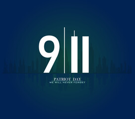 Twin Towers in New York City Skyline. September 11, 2001 National Day of Remembrance. Patriot Day anniversary banner. Vector illustration. - obrazy, fototapety, plakaty
