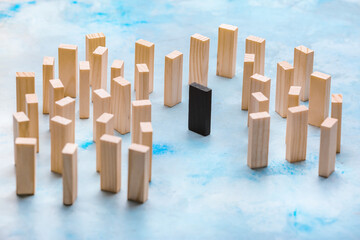 Different blocks on color background. Racism concept