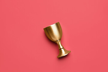Sacramental goblet for wine on color background. Rosh hashanah (Jewish New Year) celebration