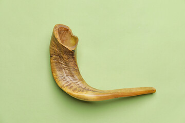 Shofar on color background. Rosh Hashanah (Jewish New Year) celebration