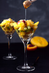 Fruit salad with honey