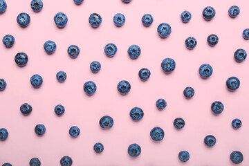 Tasty blueberry on color background