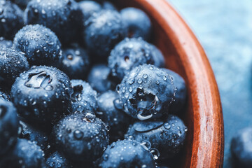 Tasty blueberry in bowl, closeup
