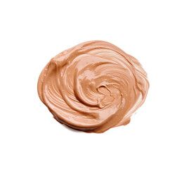 Sample of foundation for makeup on white background