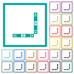 Vertical and horizontal scroll bars flat color icons with quadrant frames
