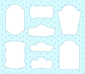 Set of vintage decorative white frames. Templates for tags. Vector illustration.