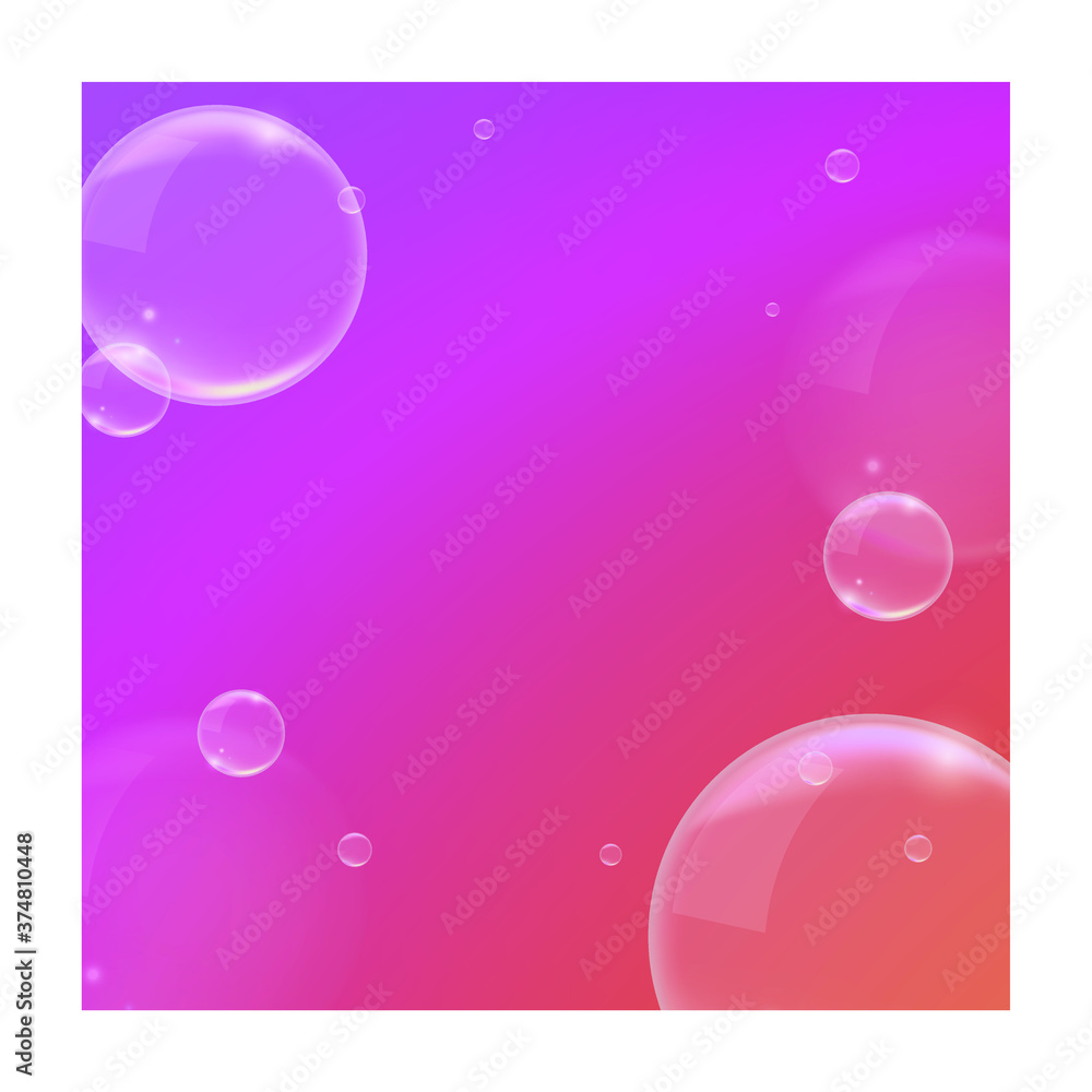 Poster realistic blue background with bubbles . isolated vector elements