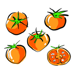 オレンジミニトマトのイラスト素材