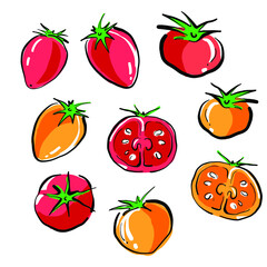 トマトとミニトマトのイラスト素材