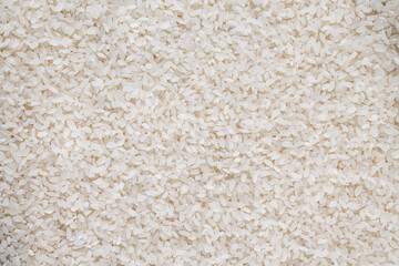 White raw round rice in bulk for the whole photo