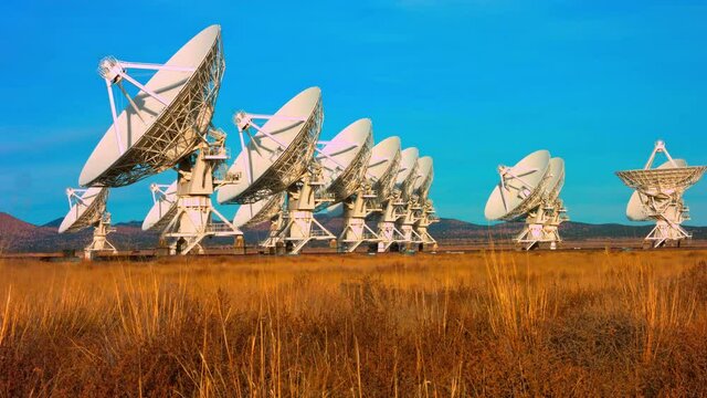 Satellite Antennas in a row time lapse