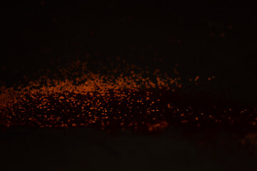 Fototapeta na wymiar Black background with multiple blurred spots in orange