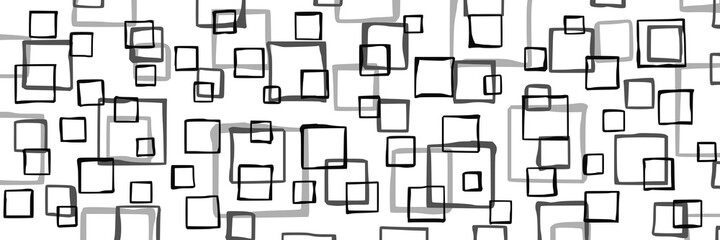 Abstract vector background, banner. Irregular squares of different sizes. Shades of gray.