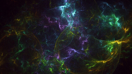 3D rendering abstract multicolor fractal light background