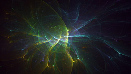 3D rendering abstract multicolor fractal light background