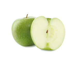 Fresh juicy green apples isolated on white