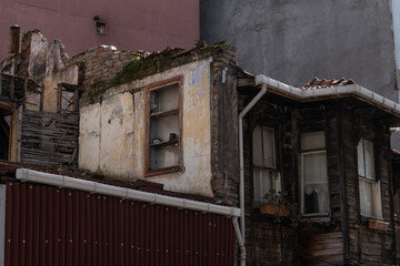 decrepit old building in the midst of urban Istanbul