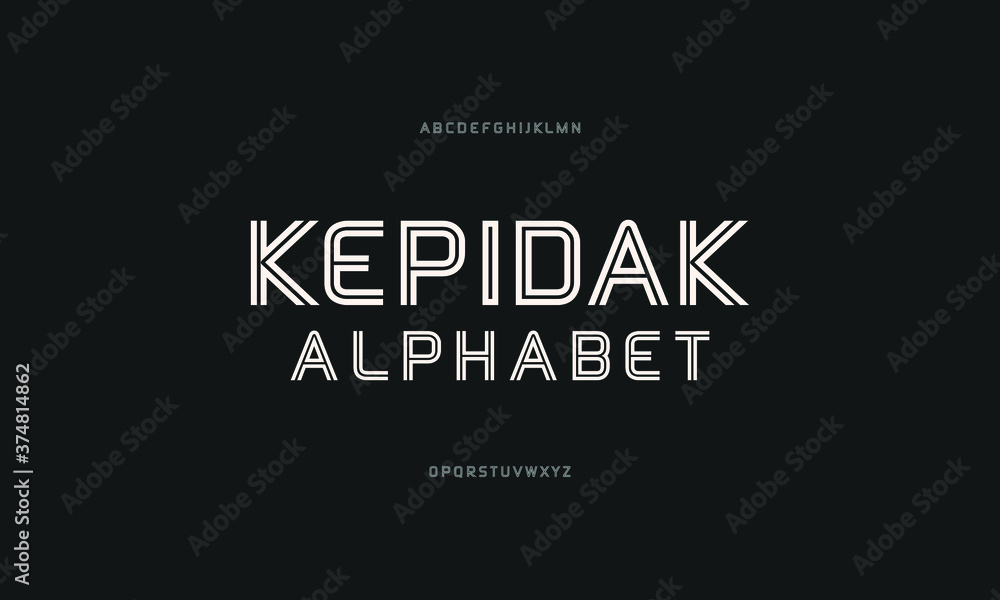 Aufkleber typeface line alphabet. modern abstract font set.
