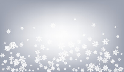 Silver Snow Panoramic Vector Gray Background. 