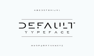 Modern futuristic typeface design. Abstract alphabet font set. Vector illustration for text.