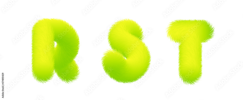 Poster set of high quality 3d shaggy letter r s t on white background . isolated vector element