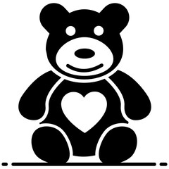
Kids stuffed toy plaything, solid icon of teddy bear vector design 
