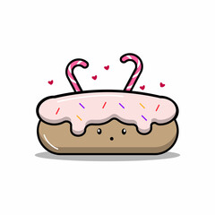 Fun cartoon bread. Bakery and pastry cartoon character. Vector illustration.