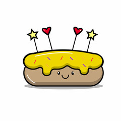 Fun cartoon bread. Bakery and pastry cartoon character. Vector illustration.