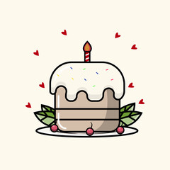 Birthday Cake vector illustration. flat icon