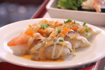 Sushi Close up at Restaurant