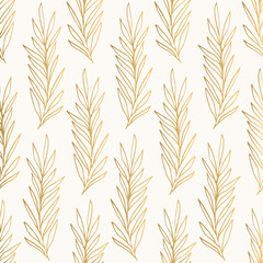 Elegant leaves golden pattern. Vector vintage style illustration.