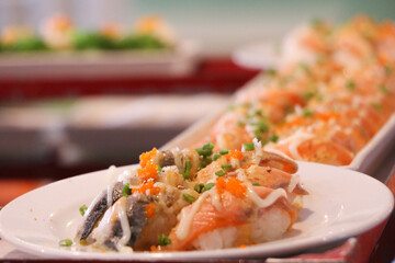 Sushi Close up at Restaurant