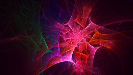 3D rendering abstract multicolor fractal light background